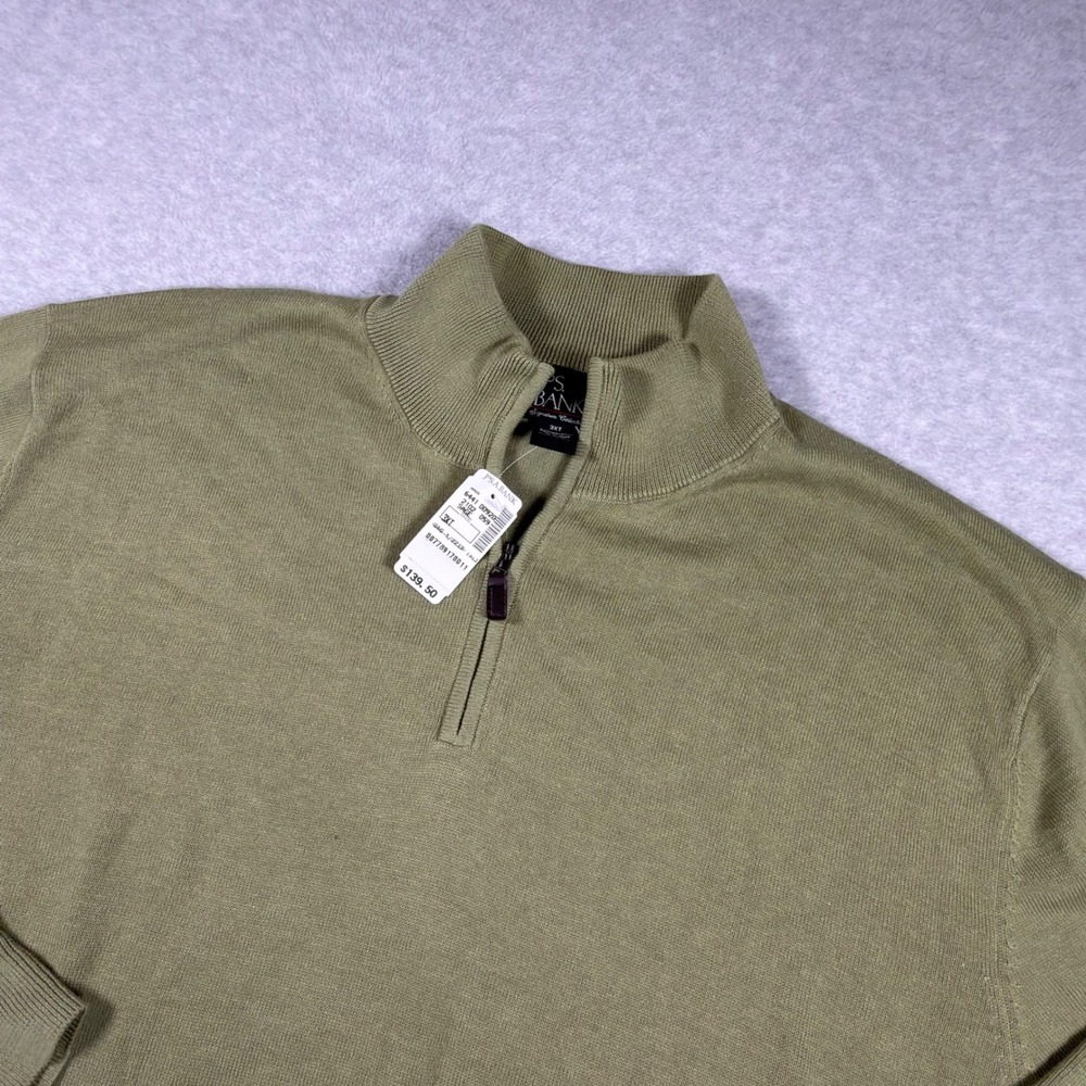 Jos. A. Bank Sweater Mens 3XT Sage Green NEW Pima Cotton Quarter-Zip Pullover